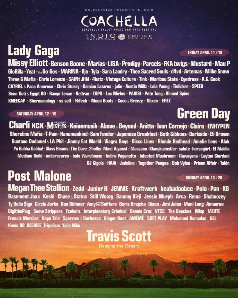 Lady Gaga, Green Day and Post Malone lead Coachella 2025