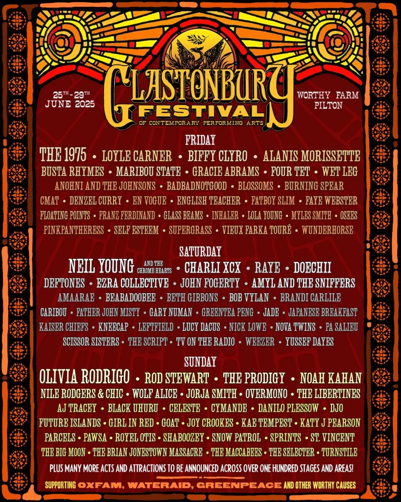 Charli XCX, Olivia, Neil Young, The 1975 ... in Glastonbury 2025