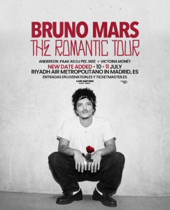 Bruno Mars adds second date at the Metropolitano