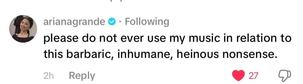 Ariana Grande demands that ICE not use her music
